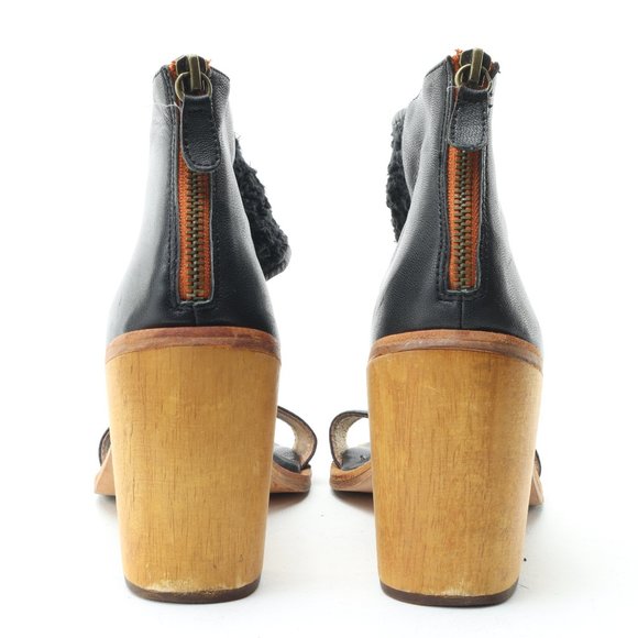 FIEL Anthropology Zip Back Heeled Sandal Women's 6 Black Leather - Picture 9 of 16